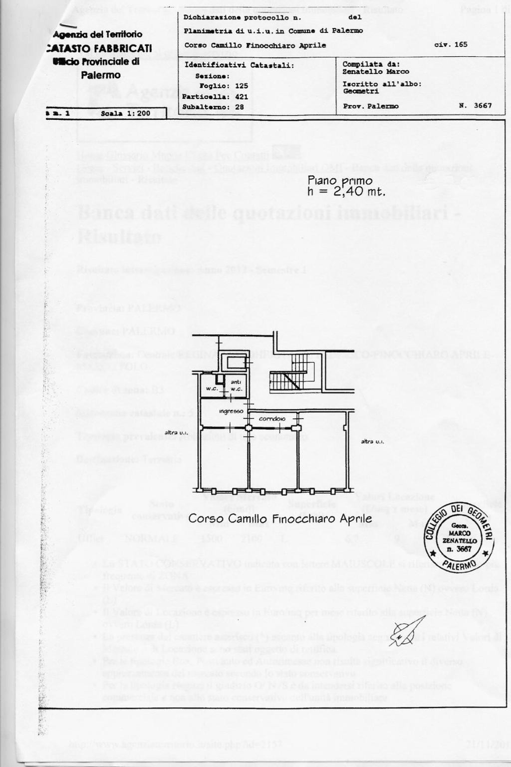 Ufficio - Loc.Com. PALERMO affitto   Corso Camillo Finocchiaro Aprile PUNTO CASA VIRGA Srl